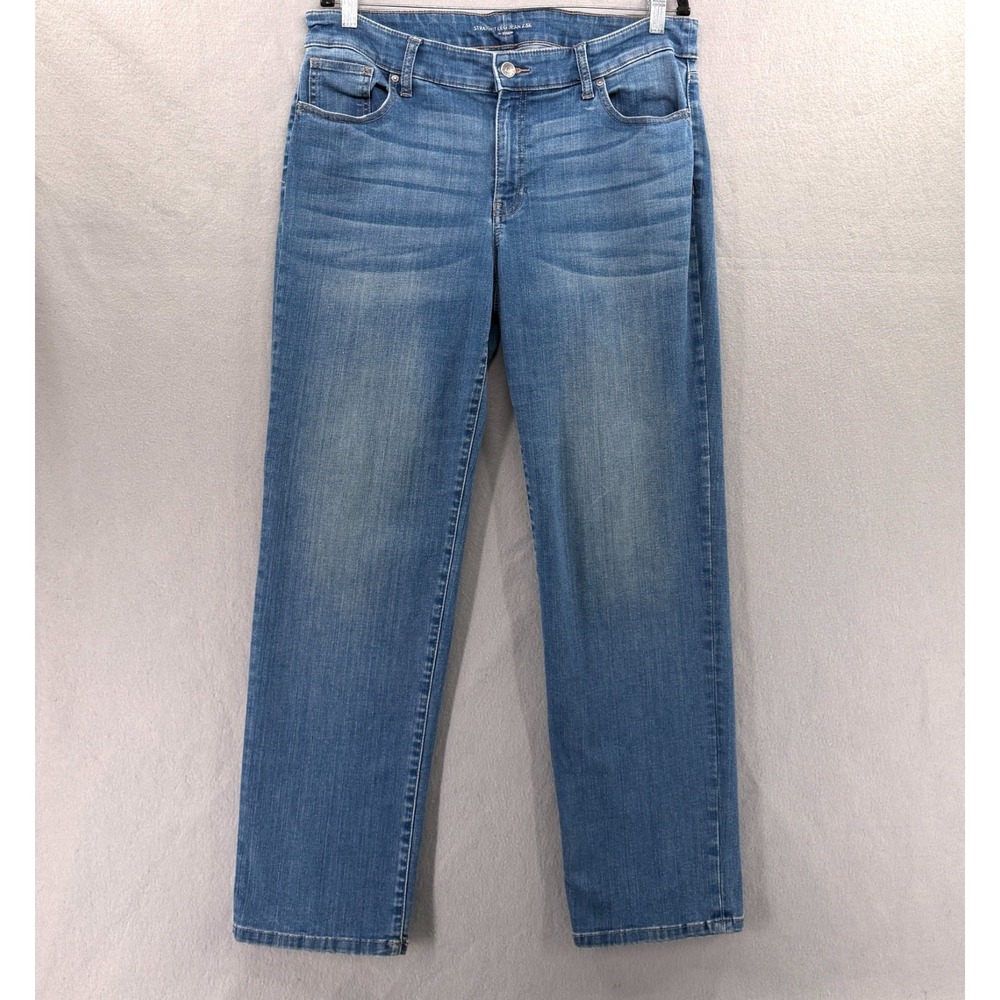 Chico's Straight Jeans Womens 2.5 L/14 Medium Blue Wash Stretch Denim High Rise